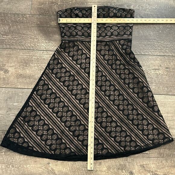 LOFT Women's Lace Strapless Dress Black Nude Size 12 - Picture 4 of 8